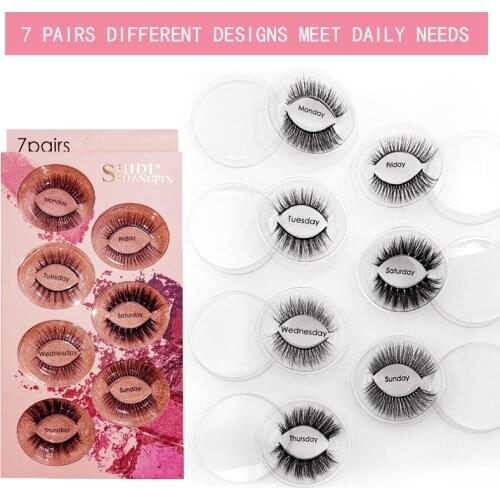 7 Pairs Of Mixed False Eyelashes Mink Three-dimensional Eyelashes Natural Thick Lashes Handmade Soft Eyelashes Makeup TSLM1