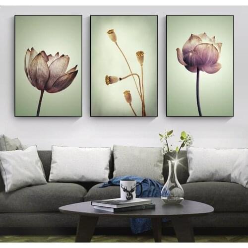Abstract Lotus Canvas Paintings on the Wall Art Flowers Canvas Art Posters And Prints Wall Decorative Modular Art Picture Cuadro