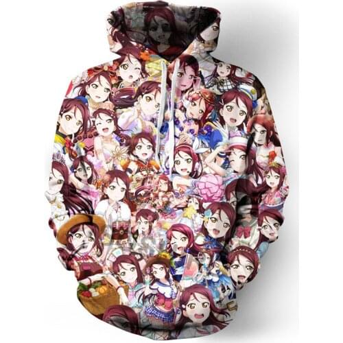 SOSHIRL Harajuku Anime Hoodies Unisex Hooded Sweatshirt Love Live Sunshine Pullovers Riko Sakurauchi Winter Hip Hop Streetwear