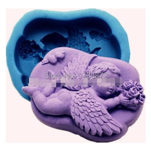 Free shipping DIY lying baby angel /flower Modelling soap mold silicone cake mold fondant chocolate mold handmade soap mold