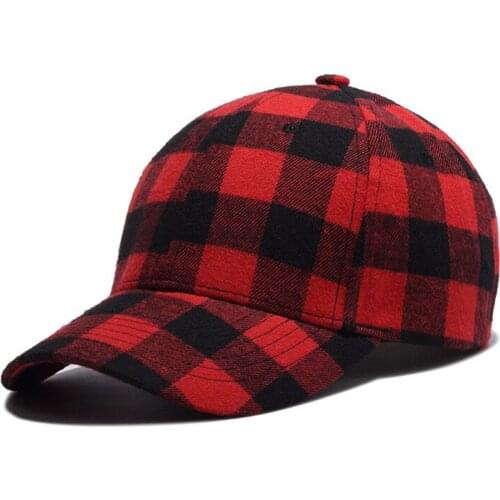 Baseball Cap Men Women Dad Hat Hip Hop Adjustable Cotton Plaid Curved Bill Sports Outdoor Accessory