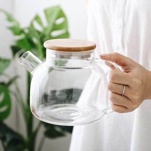 1L/1.5L Kettle Glass Teapot Big Transparent Borosilicate Heat-Resistant Large Clear Flower Set Puer Kettle Office Home Tool