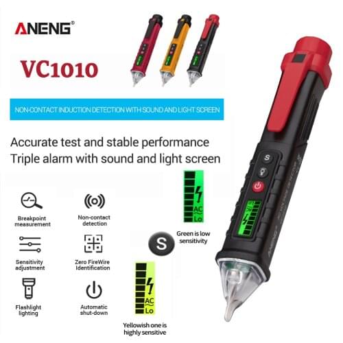 ANENG VC1010 Non-Contact Tester Pen Meter Digital AC/DC Voltage Detectors Smart 12-1000V Current Electric Sensor Test Pencil