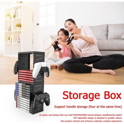 Disc Card Storage Holder Carrying Decor 24 Game Dustproof Portable for PS5/PS4/XBOX Series X/Xbox One/N-Switch