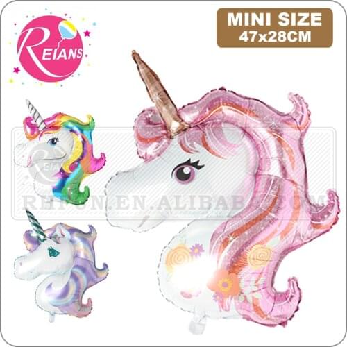 Mini baby shower favor birthday party children Animal unicorn head balloon decor rainbow party supplies wedding child globos