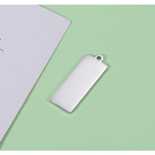 Fnixtar 20Pcs Rectangle Blank Charms Mirror Polish Stainless Steel Charms For DIY Making Necklace Keychain Fathers Day Gifts