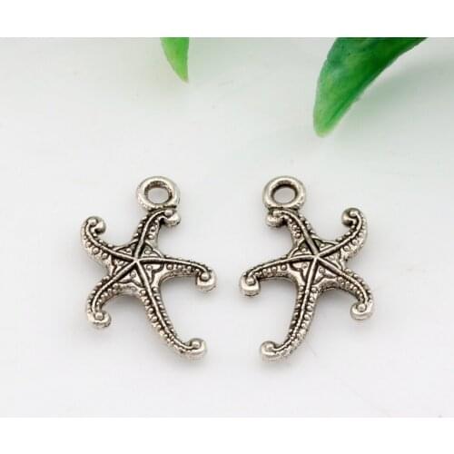 Hot ! 10 pcs Zinc Alloy Duplex starfish Charm Pendants DIY Jewelry 17 x 12mm A-032
