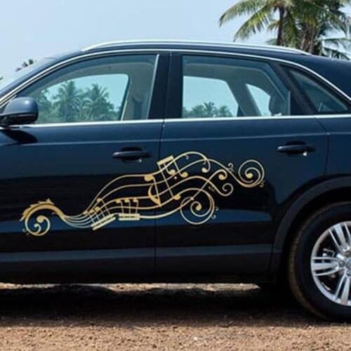 Gold Music Sign Lover Car Sticker Creative Car Side Decor Music Melody Pattern Cars Murals Art Vinyl Self-adhesive L1196
