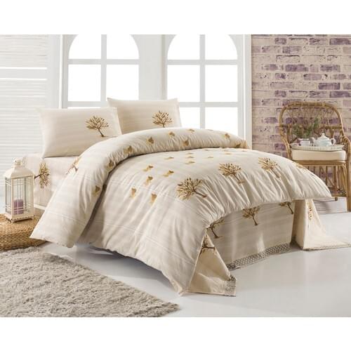 Buldan Concept Handwork Authentic Canvas Buttonwood Embroidered Duvet Cover Kit