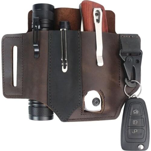EDC Leather Sheath, Belt Organizer, Belt Holder, Leather Knife Sheath, Multitool Sheath Pouch, Flashlight Holder Bag