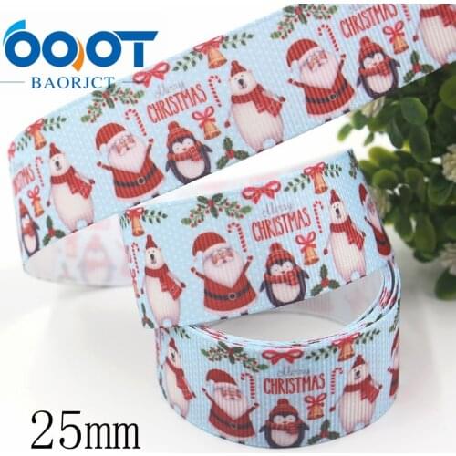 OOOT BAORJCT I-191121-2533,25mm 10yards Cartoon Christmas snowman Ribbons,Clothing DIY handmade Wedding Party Decoration