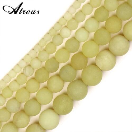 Lemon Jade 4-12mm Matte Fashion Atreus New Natural Stone Round Beads For Jewelry Making Suitable For Men Or Women