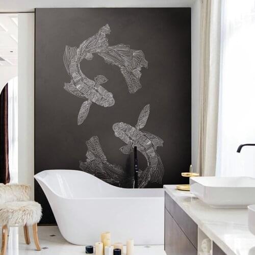 MASAR Hand drawn illustration design guppy custom mural porch kitchen background wall paper bedside sofa wallpaper Guppy