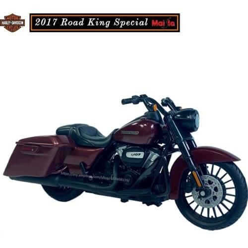 Maisto 1:18 Harley Davidson 2017 Road King Special Alloy Diecast Motorcycle Model Workable Toy For Children Gifts Toy Collection