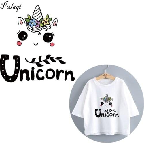 Cartoon Unicorn Iron Patches For Clothing Vinyl Thermal Stickers On Kids T-shirt DIY Heat Transfers Patches For Clothing Appliqu