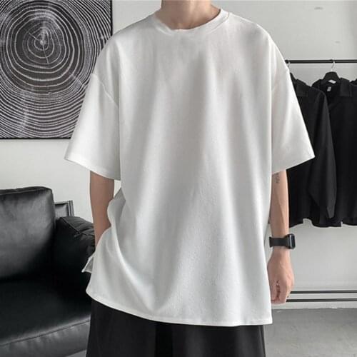 2021 Summer Half Sleeve Round Neck Top New Men Short Sleeve Tshirt Solid Color Side Breasted Casual Couple Top Tees