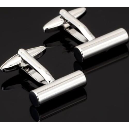 Mens jewelry Fashion Silvery Cufflinks smooth cylindrical French shirt Stainless steel cuff links wholesale and retail