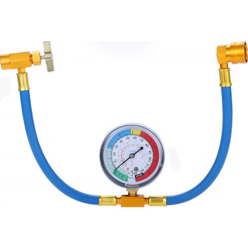 R134A AC Refrigerant Recharge Hose Kit, 1/2" Acme Can Tap Dispensing Valve, Charging Hose with Pressure Gauge For AC Refrigerant