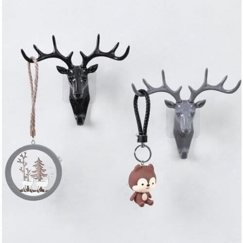 Wall Hanging Hook Vintage Deer Head Antlers for Hanging Clothes Hat Scarf Key Deer Horns Hanger Rack Wall Decoration