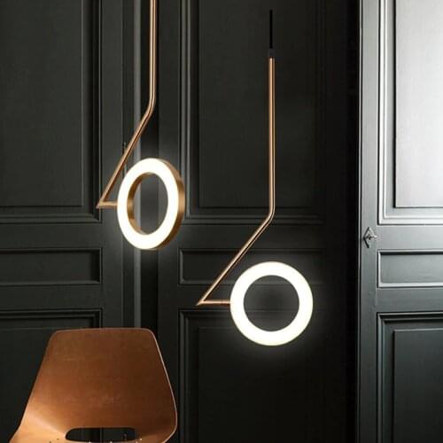 Nordic Minimalism Pendant Lamp Aluminum Rings Shine Pendant Lights Modern Bedroom Brass LED Creative Decor Fixtures Pendant Lamp
