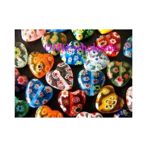 OMH Wholesale Free Boat 8mm 12mm 18x20mm 4PCS 30pcs 48pcs Mixed Flower Millefiori Pentagram Heart Shaped Glass Bead ZL557