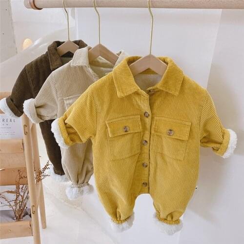 Autumn Winter Infant Rompers Baby Girls Boys Coats Double Layer Thicken Kids Casual Rompers Outdoor Children One-Pieces Clothes
