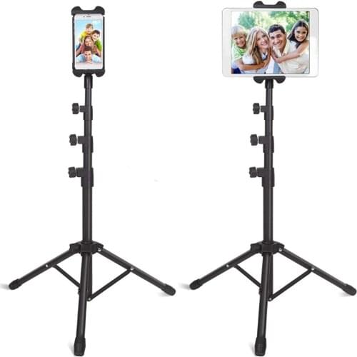 Portable Phone Pad Tripod Stand Floor Tablet Holder Height Adjustable for All 4.7-12.9" Phones and Tablets Upgrade Style