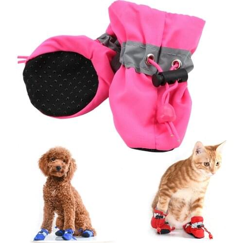 Antiskid Puppy Shoes Soft-soled Dog Shoes Pet Product 4pcs Pet Accessories Waterproof Soft Pet Paw Care