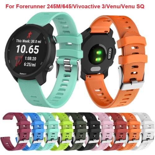 20mm Watchband strap for Garmin Forerunner 245 245M 645 Music Vivoactive 3/Venu/Venu SQ Sport silicone Smart watchband Bracelet