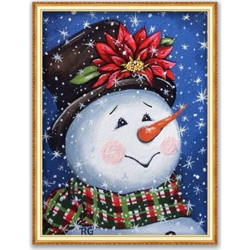 Christmas Snowman DIY Embroidery 11CT Cross Stitch Kits Craft Needlework Set Cotton Thread Printed Canvas Home Decoration Sell