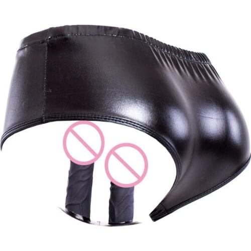 Silicone Butt Plug Penis Anal Dildo PU Leather Panties Inside Anal Plug Chastity Pants Bdsm Bondage Restraint Dildo No Vibrating