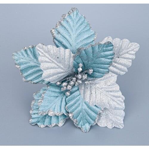 Blue and white Christmas flower Christmas Tree Decoration pendant Christmas Wreath rattan Christmas scene decoration
