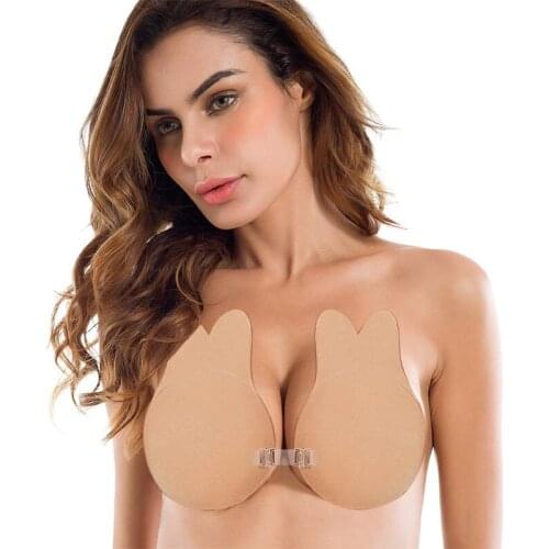 Bras For Women Strapless Invisible Push Up Sexy Bra Lingerie Femme Adhesive Breast Lift Rabbit Bra Tape Front Closure Bralette