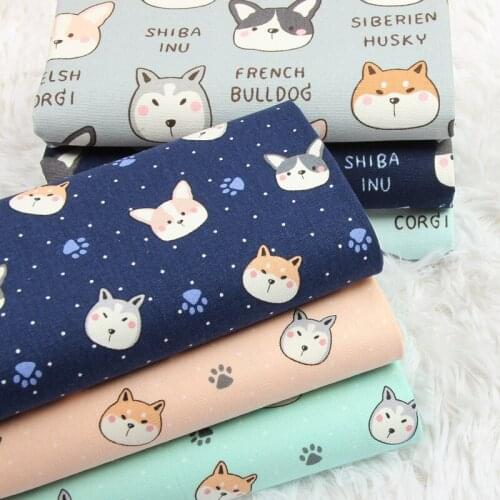 Half Yards Thick Cotton Fabric Dog Printing Sewing Quilting Fabrics Basic Quality For Patchwork Needlework DIY Handmade Cloth