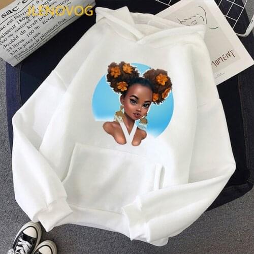Pretty african black girl print sweatshirt women winter vogue oversized hoodies femme melanin poppin sudadera mujer streetwear