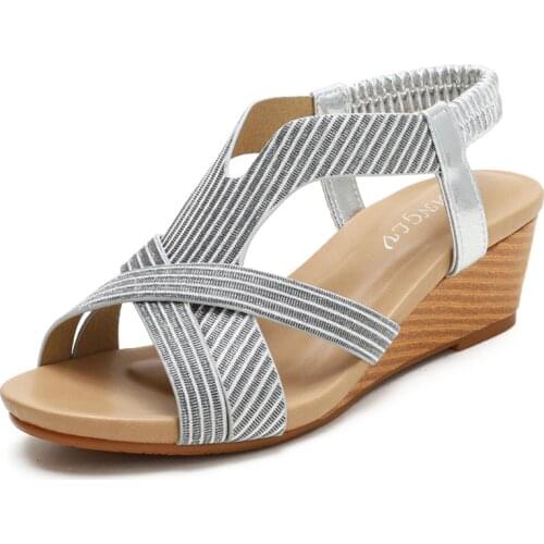 2021 Summer Women Wedges Shoes Fashion Bohemia Gladiator Ladies Sandles Cross-tied Design Comfortable Female Casual Sandalias