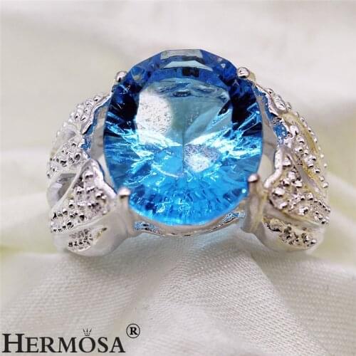 Hermosa HERMOSA Womens Rings Jewelry For Ladies Blue Oval Ring Party Trendy Jewellery Accessories
