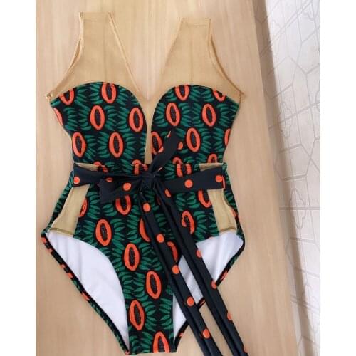 Ashgaily 2021 Mesh Swimsuit Women Hollow out One Piece Swimwear Floral Printed Monokini Bathing Suit Bodysuit Beach Wear