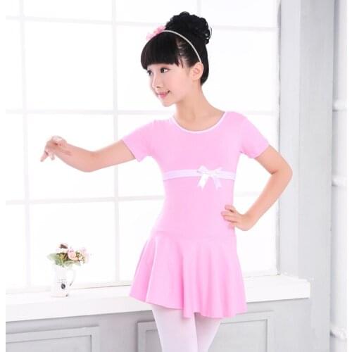 3-17Y Girls Cotton Ballet Practice Dress Pink/Blue Summer Ballet Leotard Dance Dress For Children Ballerina Clothes Dancewear