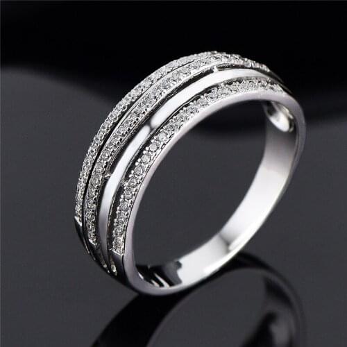 DY 925 Sterling Silver Ring Clear Cubic Zirconia Stacking Design Delicate Ring For Girls Engagement Fashion Accessories Jewelry