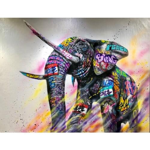 Animal Elephant Graffiti Canvas Room Poster Wall Art Home Decor Modern Interior Printing Pictures For Hall Living Room Office