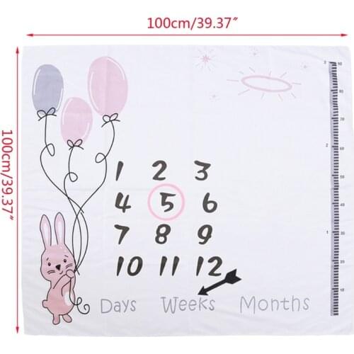 1 Set Baby Monthly Record Growth Milestone Blanket Newborn Photography Props Accessories Creative Cartoon Printing Cloth D7WF