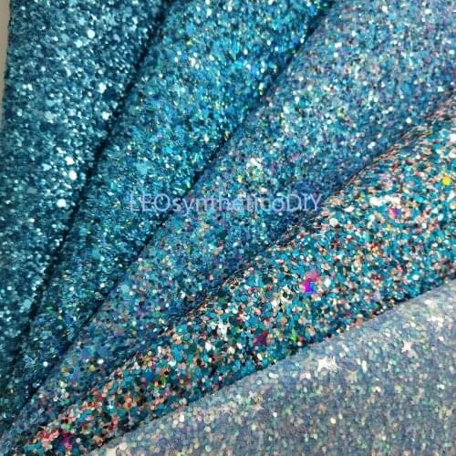 1PC 21X29CM Synthetic Letaher, Cuero Sintetico Blue Chunky Glitter Leather For Making Bows Accessories LEOsyntheticoDIY T47A