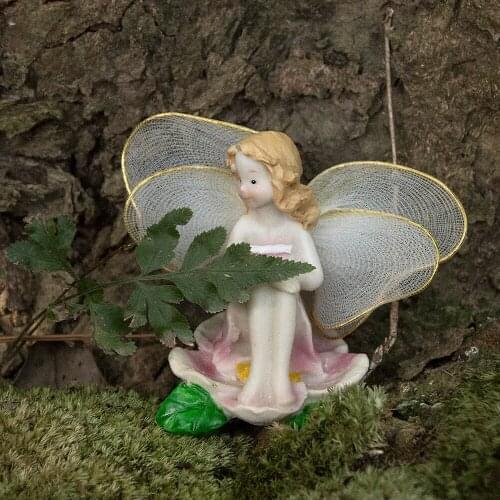 1pcs Cute Miniatures Fairy Garden Decorations Flower Angels Resin Fairy Micro Plant Ornament Decoration Mini Bonsai Figurine