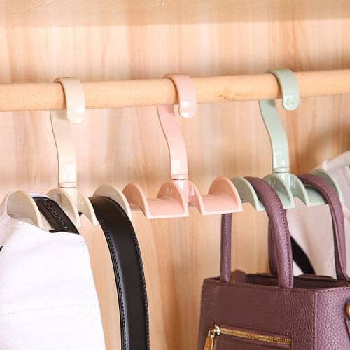 1pcs Rotated Storage Rack Bag Hanger Without Punch Candy Color Plastic Rack Tie Coat Clothes Closet Hanger Wardrobe Organizer