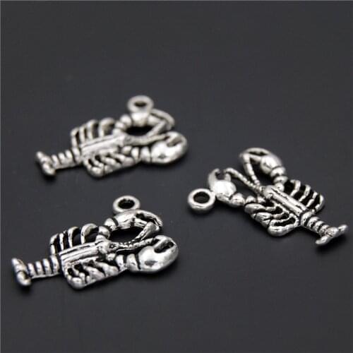 10pcs Tibetan Silver Color Lobster Shrimp Crayfish Charms DIY For Bracelet Necklace A2328 A2328