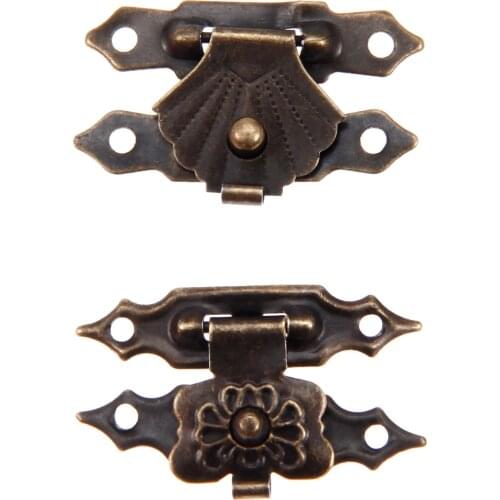 10Pcs Box Latch Hasps Antique Iron Jewelry Padlock Hasp Locked Wooden Wine Gift Box Handbag Buckle Hardware Accessories 30x18mm