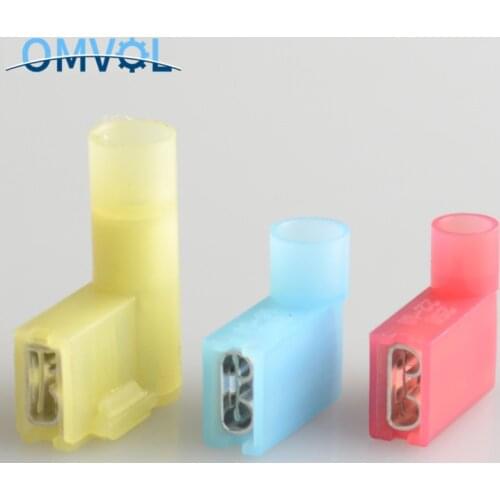 25pcs Nylon Flag Female Terminal insulated flag 6.3 plug Right Angle Terminals