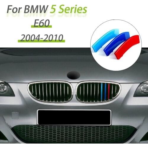 3D Car Front Grille Trim Sport Strips Cover Stickers Styling Buckle Cover For 2004-2010 BMW 5 Series E60 Power Accessories