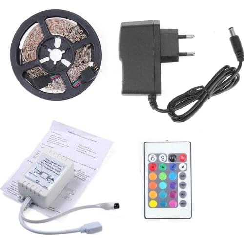5M RGB 5050 2835 Waterproof LED Strip light SMD 24-44Key Remote 12V US Power Full Kit practical portable light